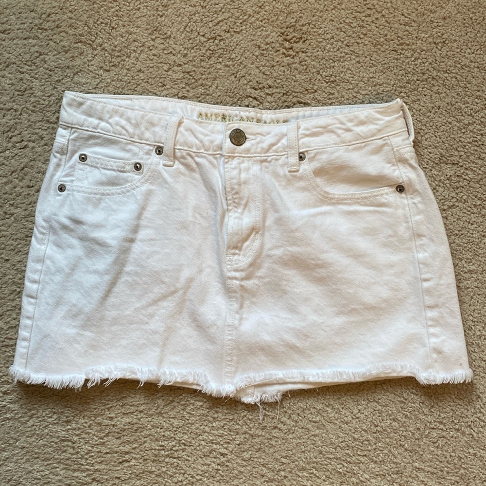 White AEO Denim Miniskirt